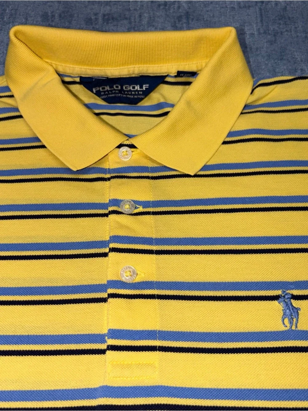 Ralph Lauren Yellow Polo with Navy & White Stripes